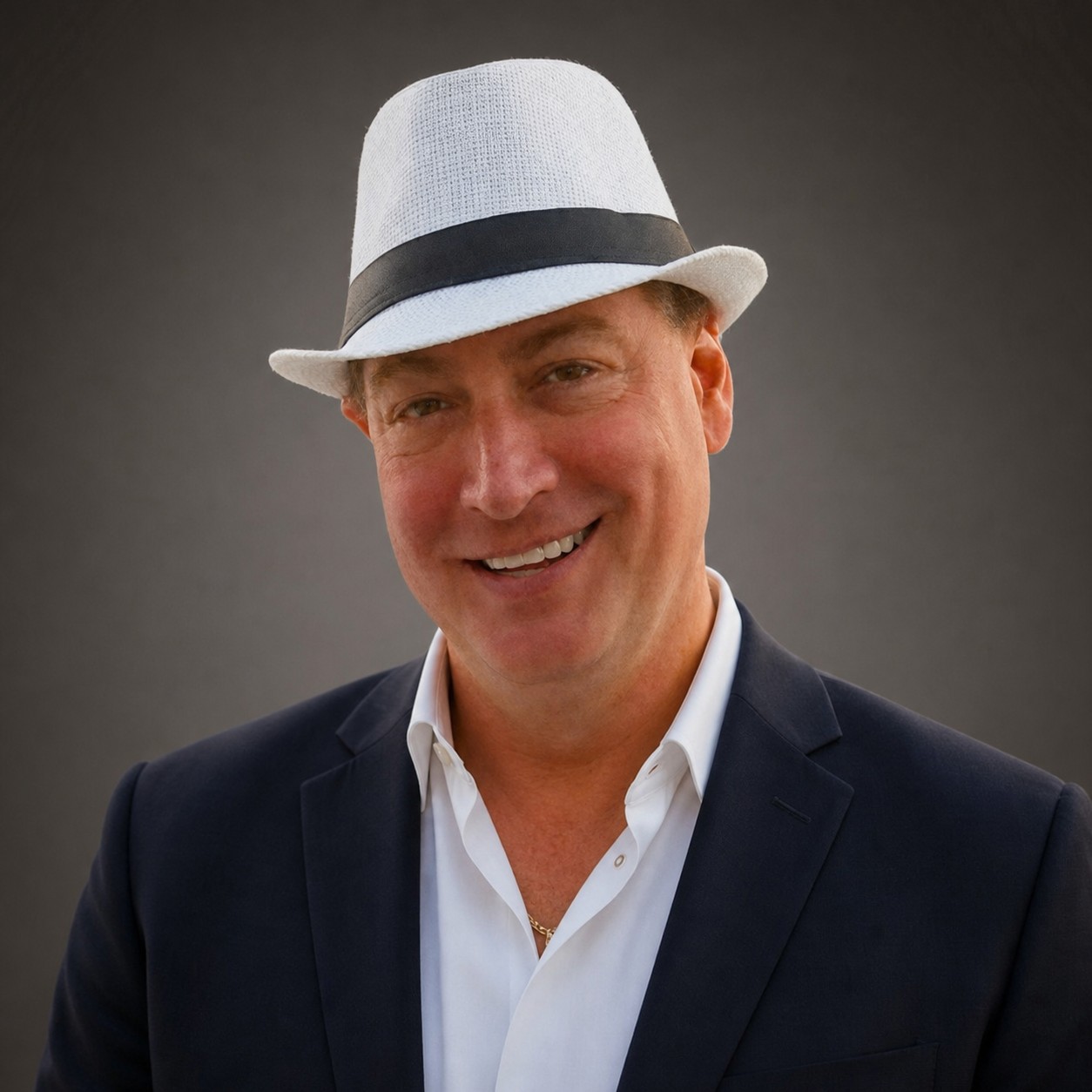 Current E-Cite Motors company portrait of Barry Henthorn in a blue jacket
